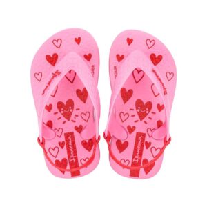 Chinelo Infantil Baby Menina Ipanema Rosa com Corações Antiderrapante