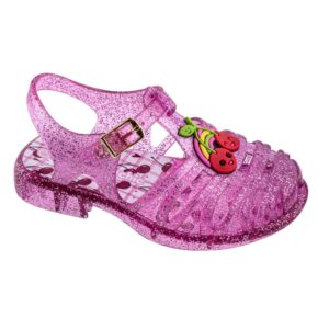 Sandália Infantil Menina Charmosinha Chic Rosa com Glitter e Cerejinhas